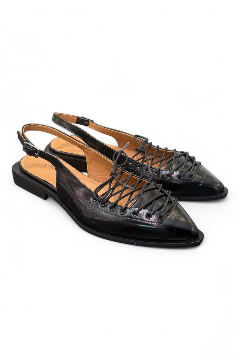 Slingback laccio pelle nera Giacko 