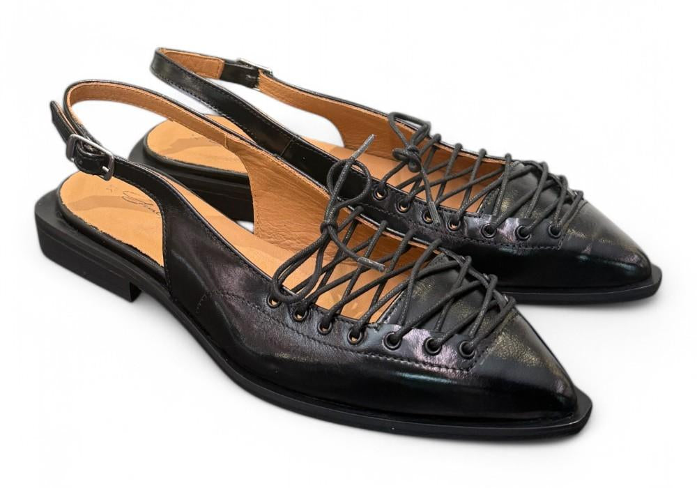 Slingback laccio pelle nera Giacko 
