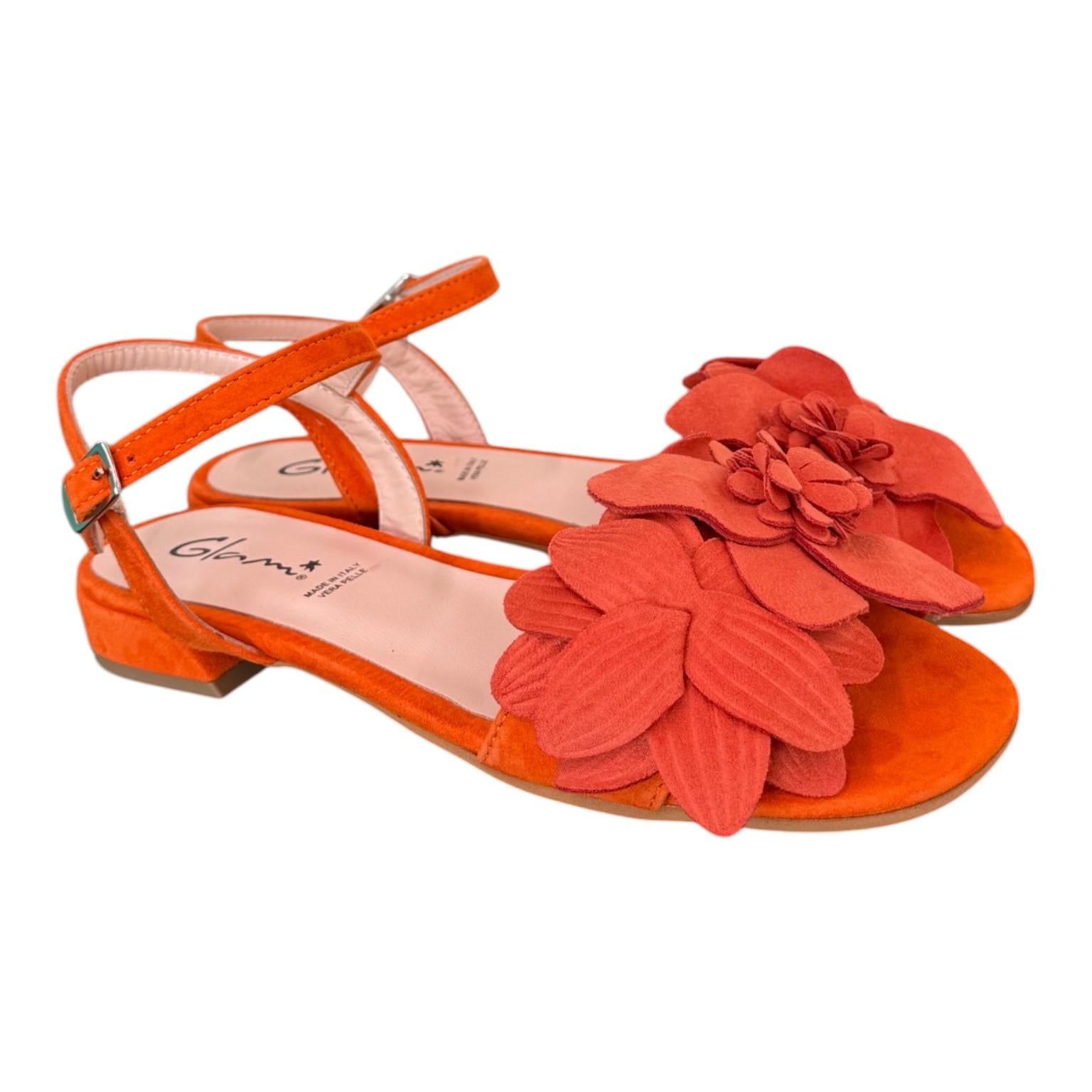 Sandalo fiore suede corallo Glam<BR/> 