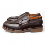 Scarpa doppia fibbia cucitura cioccolato Exton 