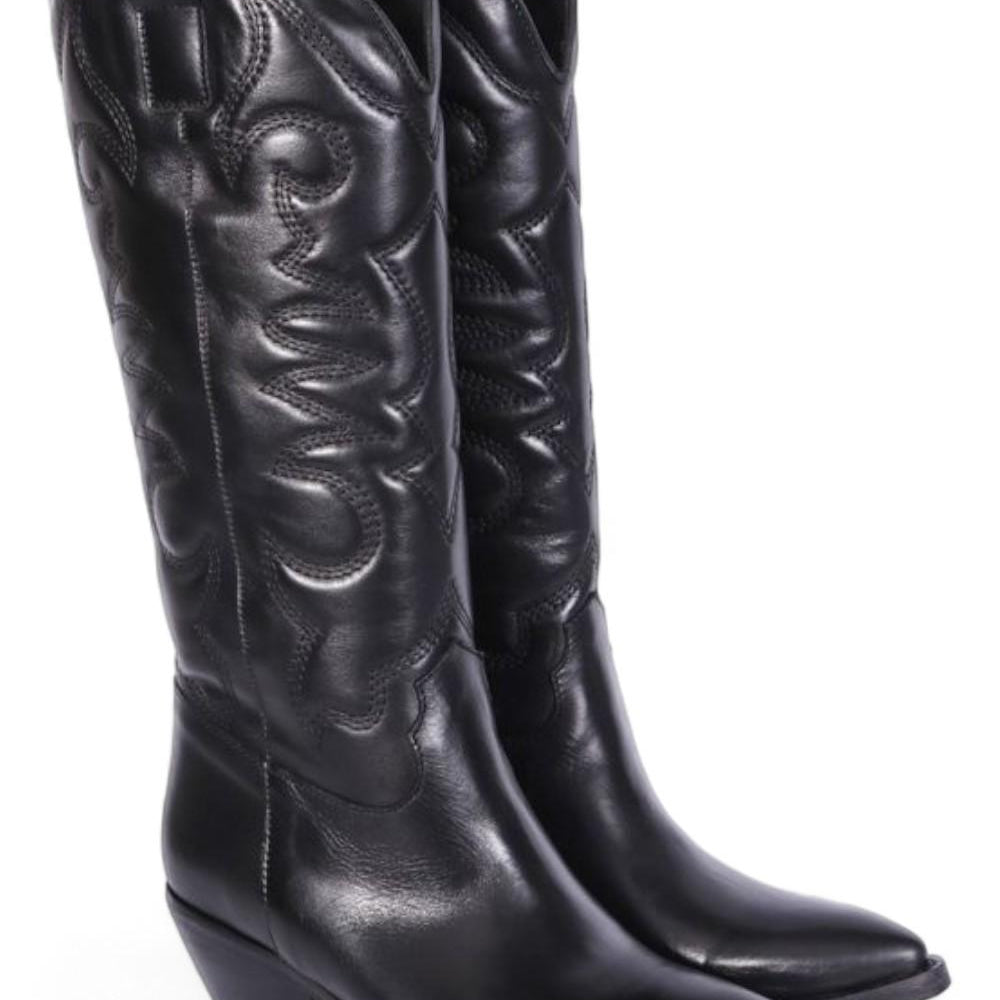 Stivale Texano ricamo in pelle nera Ranye 