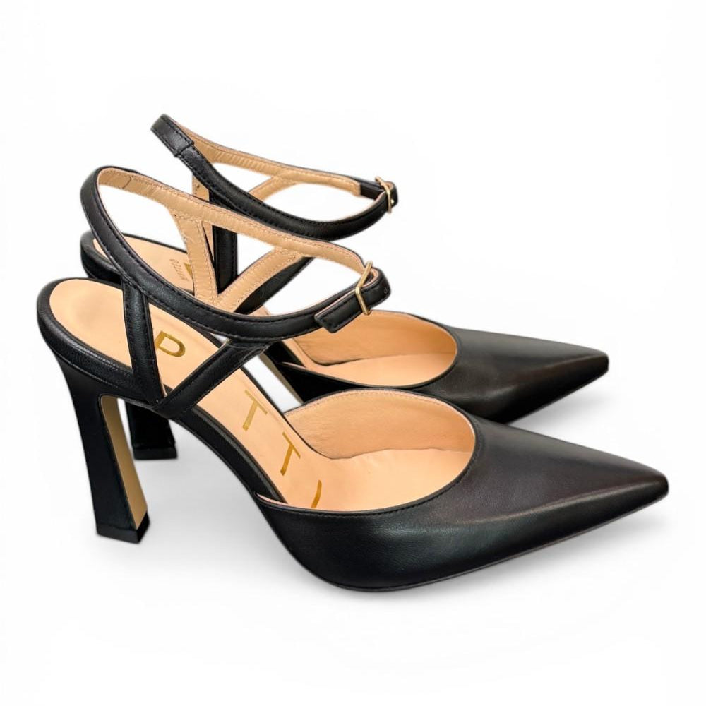Slingback cintino pelle nera Matteo Pitti 