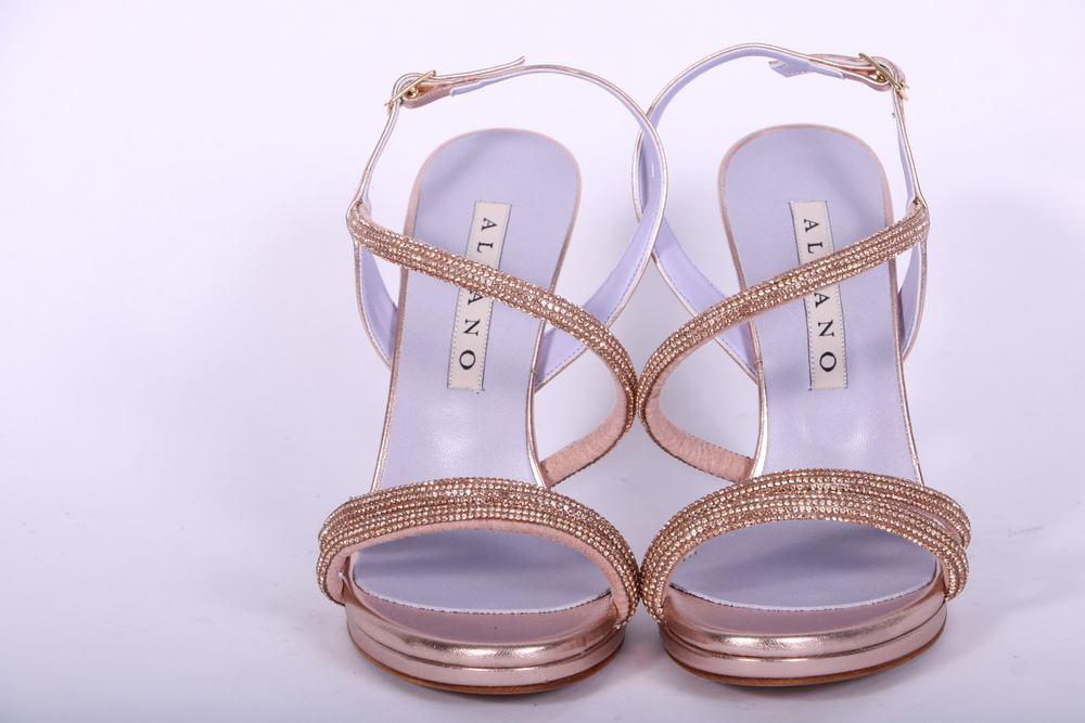 Sandalo plateau strass rame tacco 10  Albano<BR/> 