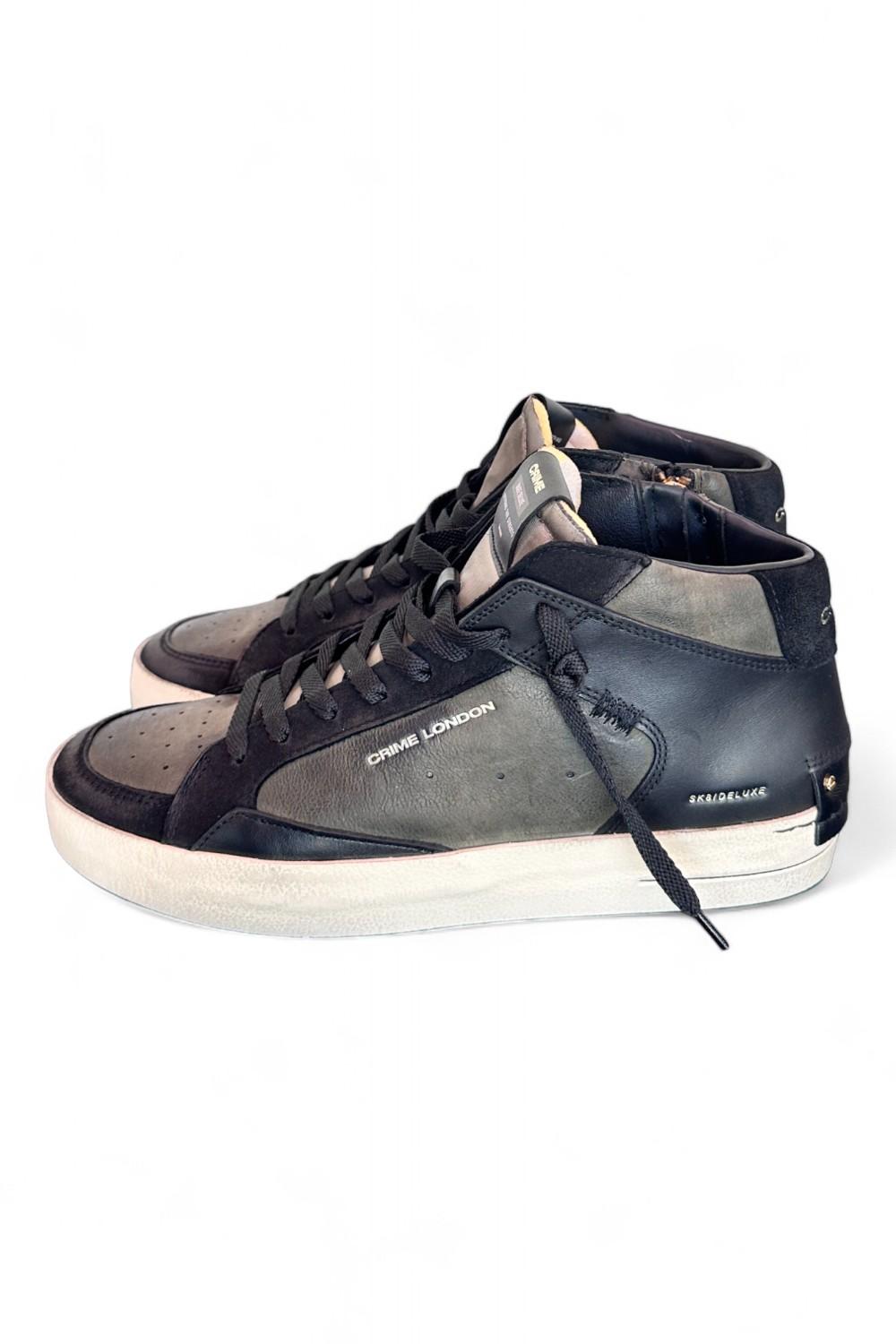 Sneaker mid uomo pelle nero verde Crime London Deluxe Mid Downtown 