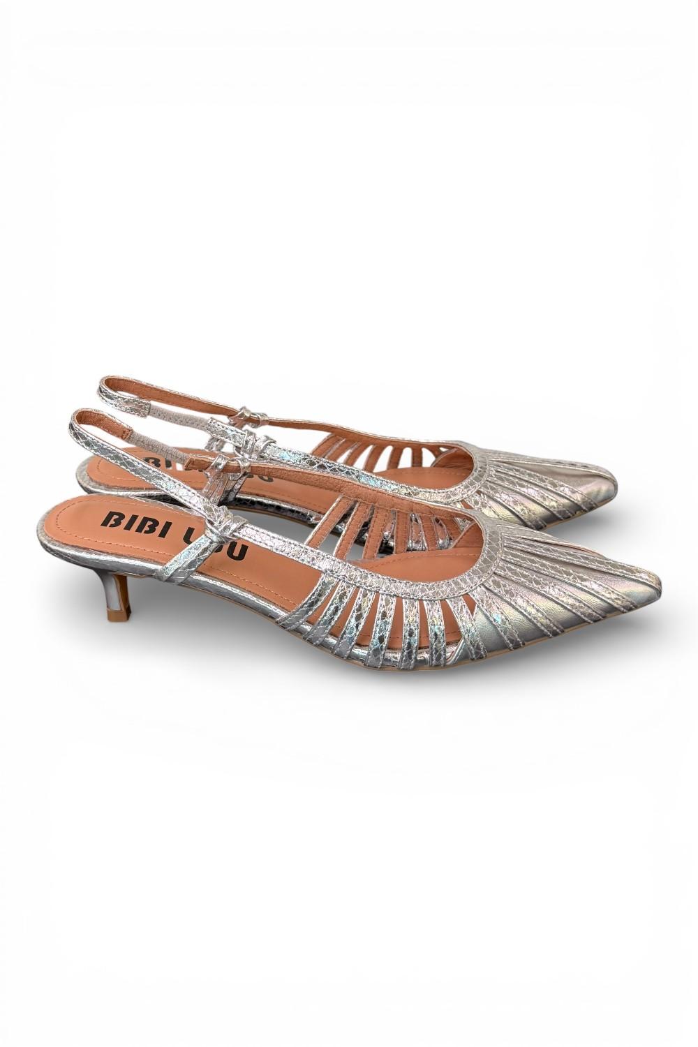 Slingback laminata argento Bibi Lou 