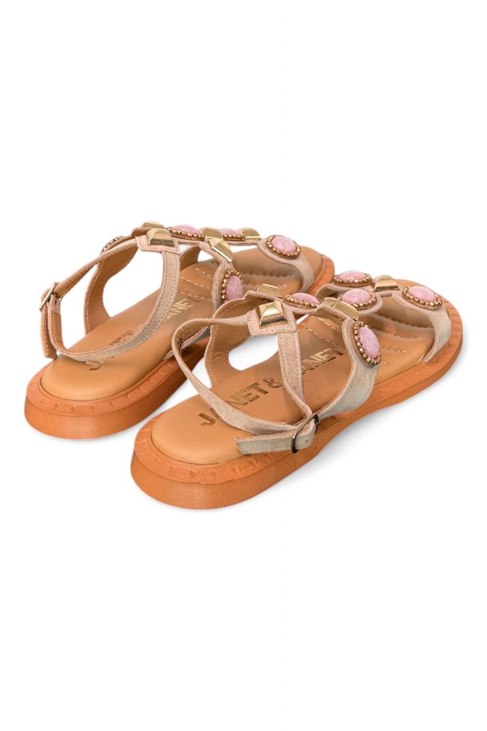 Sandalo suede beige gioielli Janet & Janet 