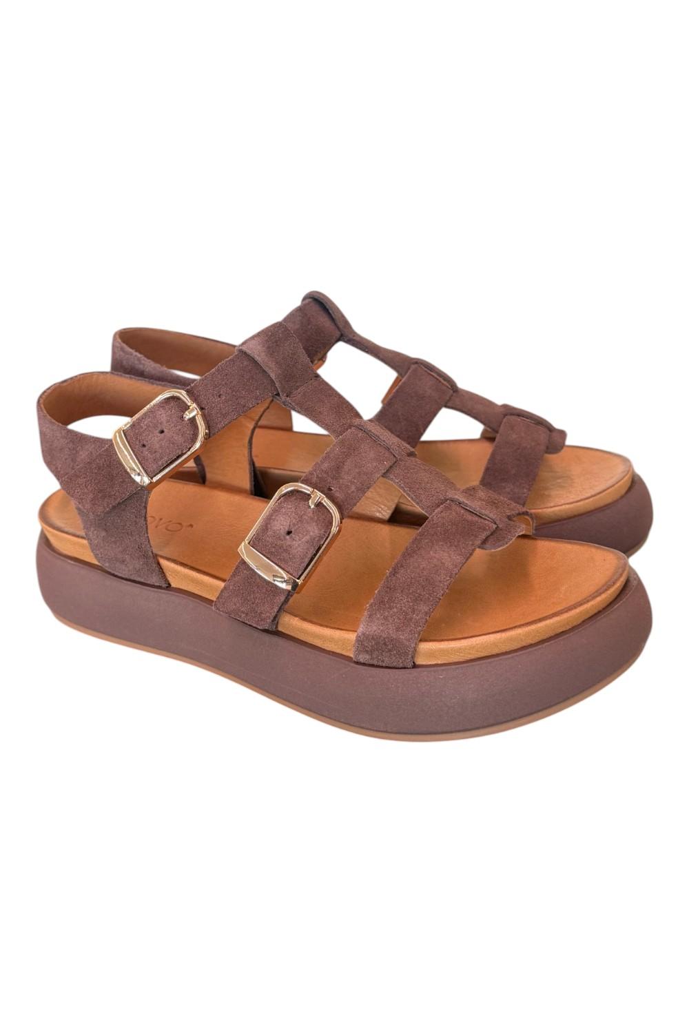Sandalo gabbia suede moro Z40 Inuovo<BR/> 