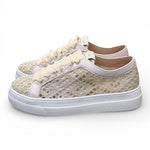 Sneaker donna uncinetto beige oro Stokton<BR/> 