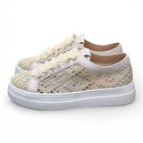 Sneaker donna uncinetto beige oro Stokton<BR/> 