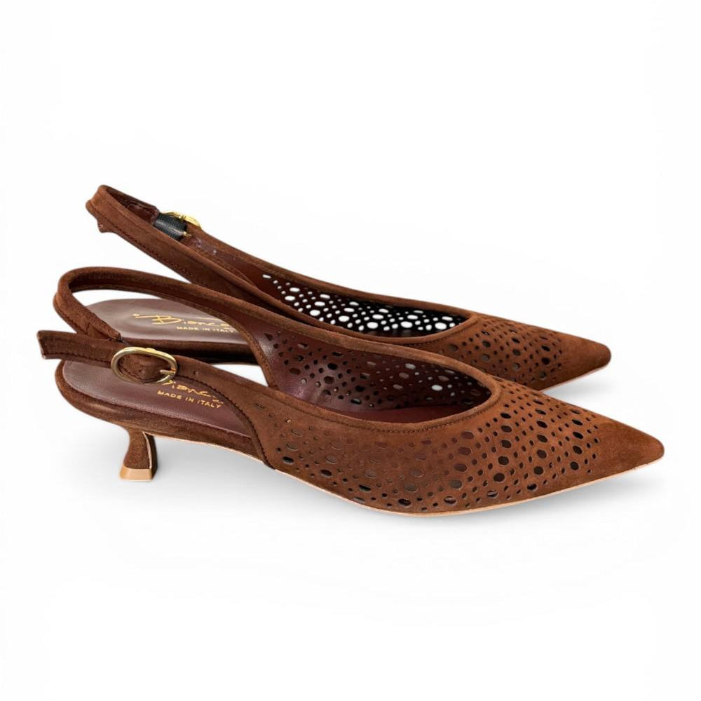 Slingback suede laserato choco Bianca Di 