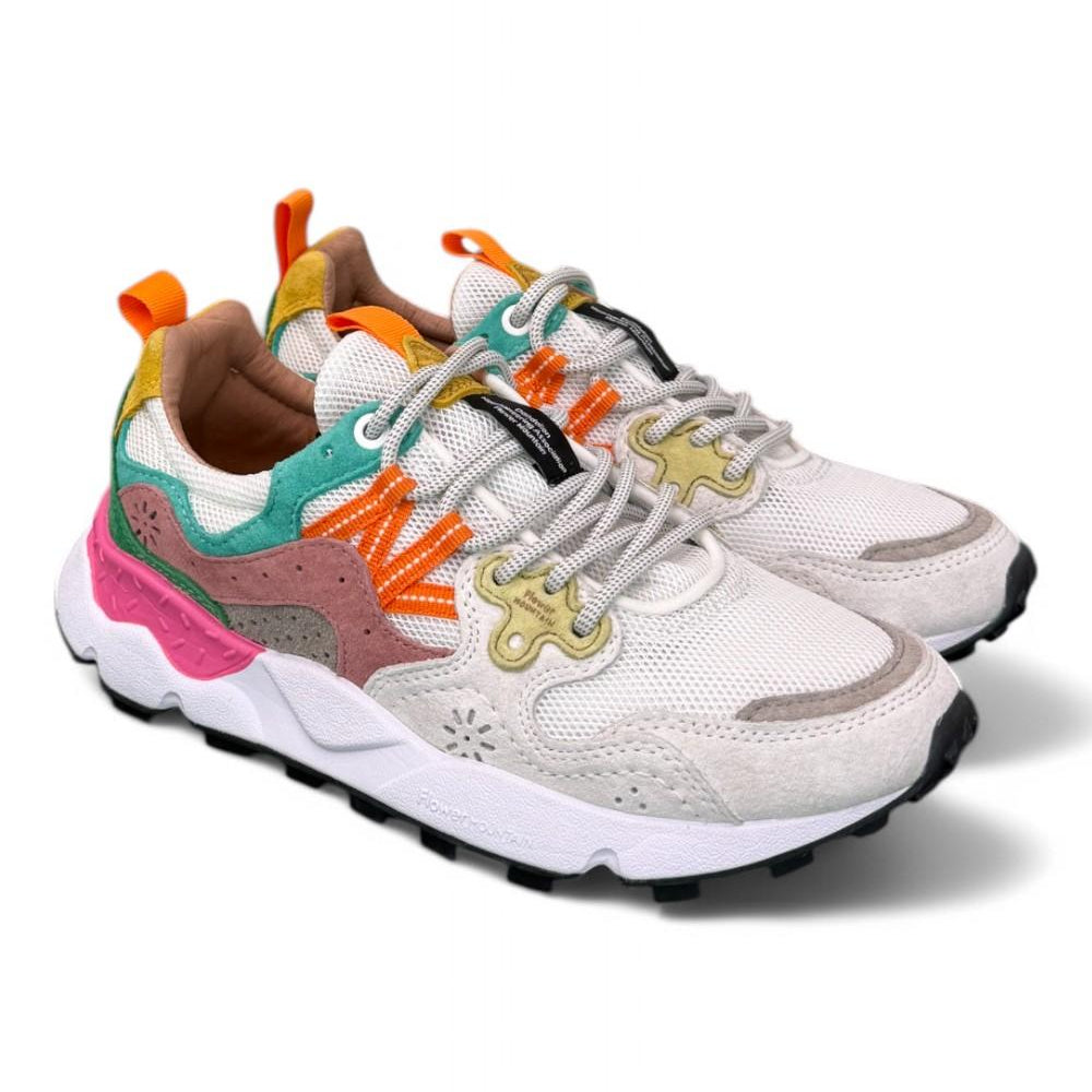 Sneaker donna Flower Mountain Yamano 3 White Fuxia 1N11 rete 