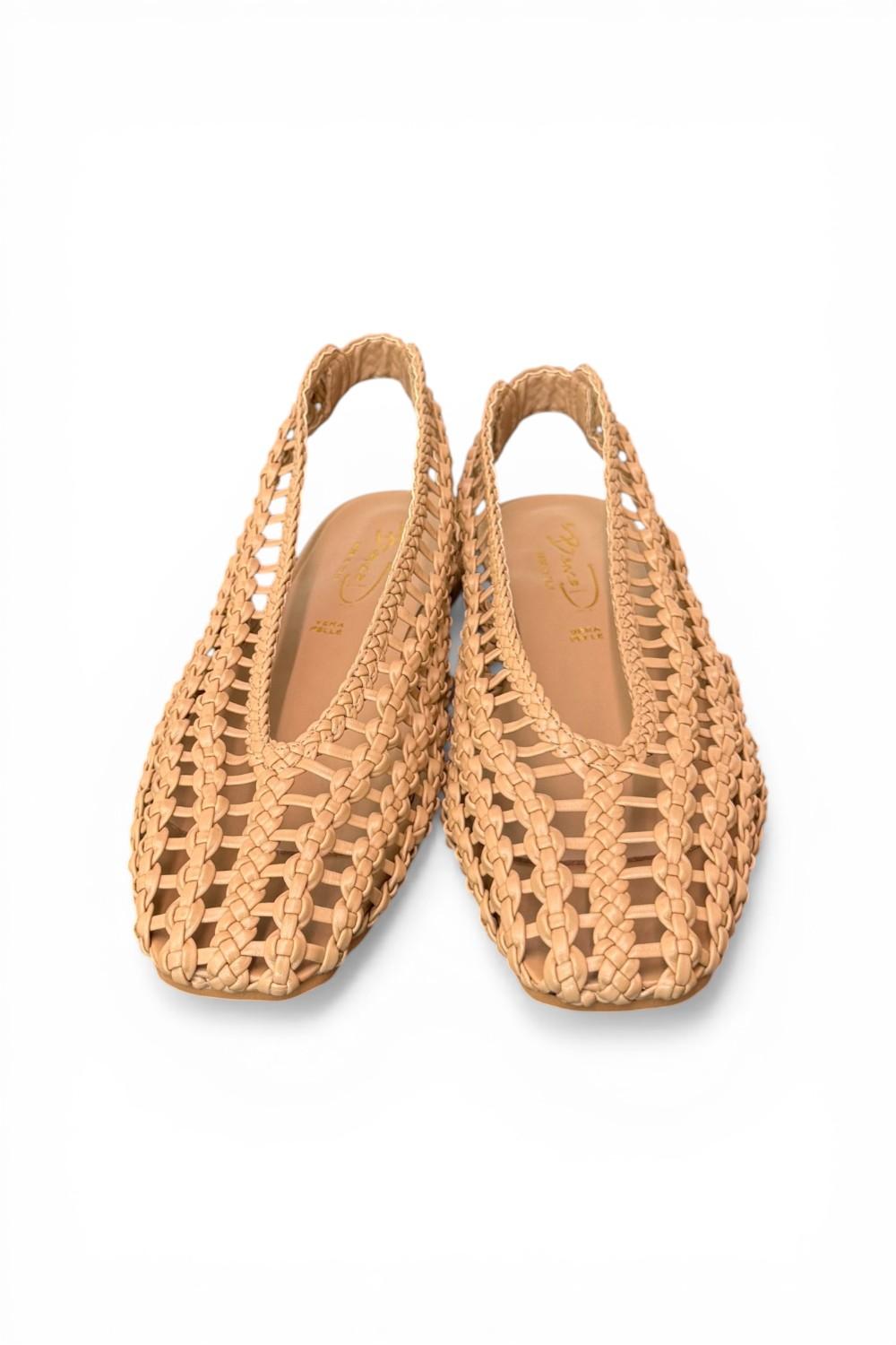 Slingback intrecciata camel Bianca Di 