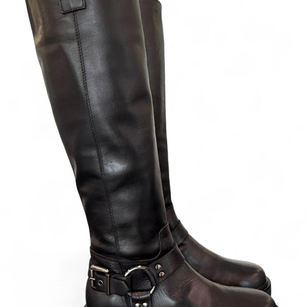 Stivale biker pelle nera Angelica 