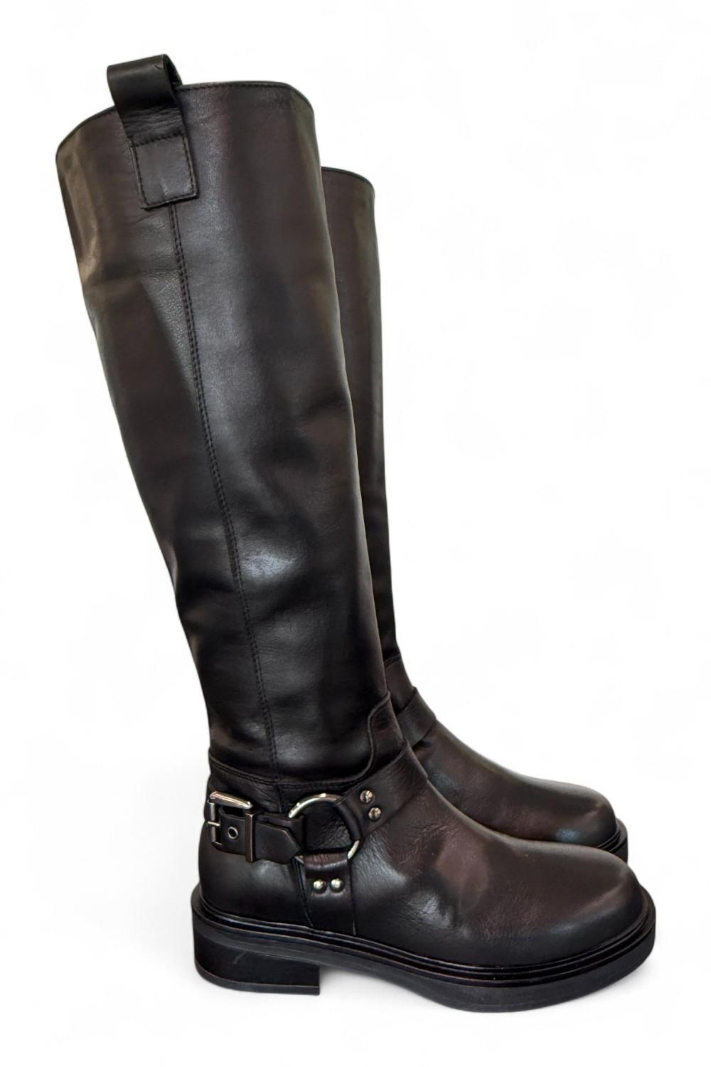 Stivale biker pelle nera Angelica 
