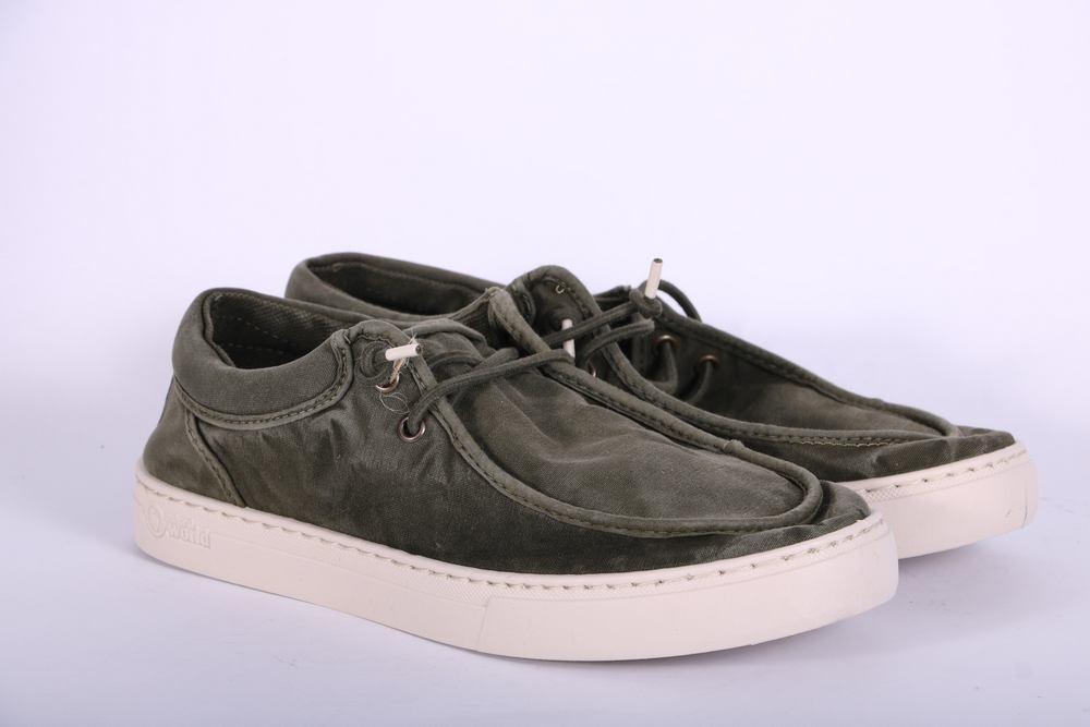 Scarpa uomo tela verde cucitura Natural World 