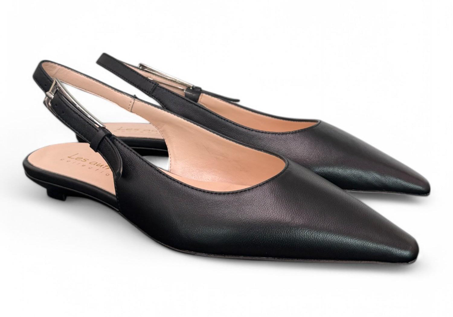 Slingback pelle nera flat Les Autres<BR/> 