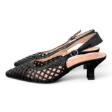Slingback intreccio nero tacco 50 Les Autres<BR/> 