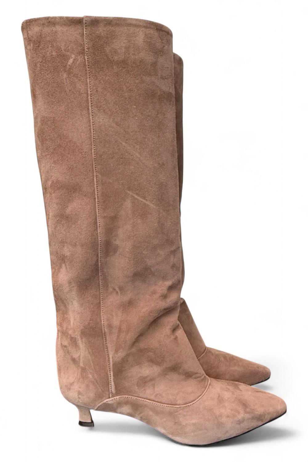 Stivale arricciato a tubo suede beige Anima <BR/> 