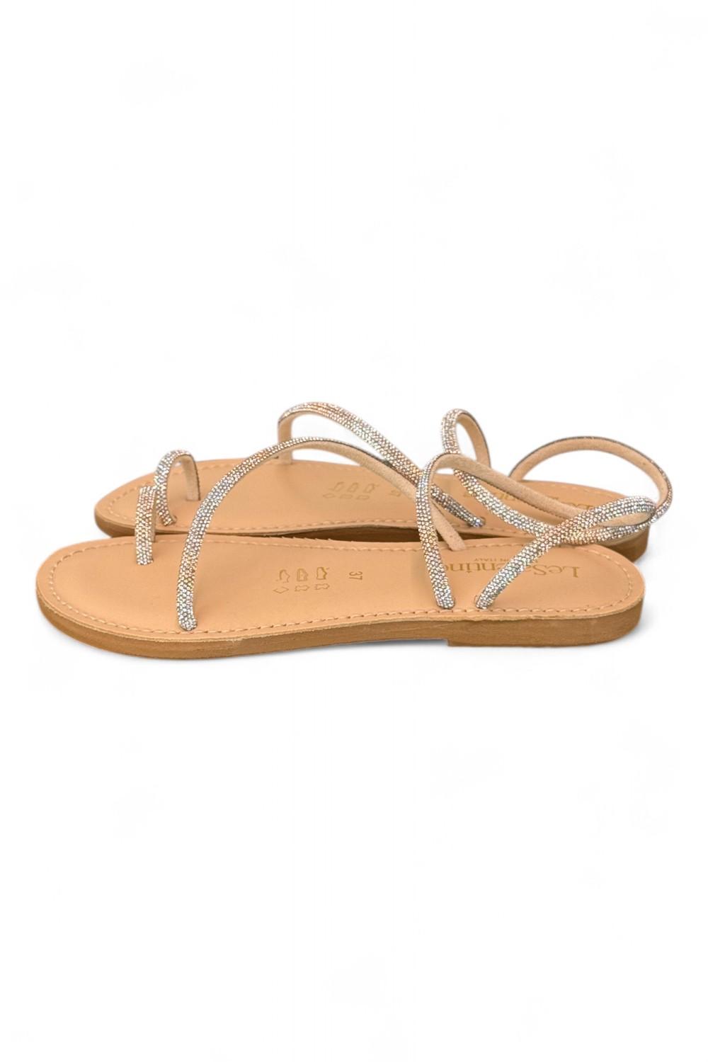 Sandalo infradito strass argento platino Le Salentine 