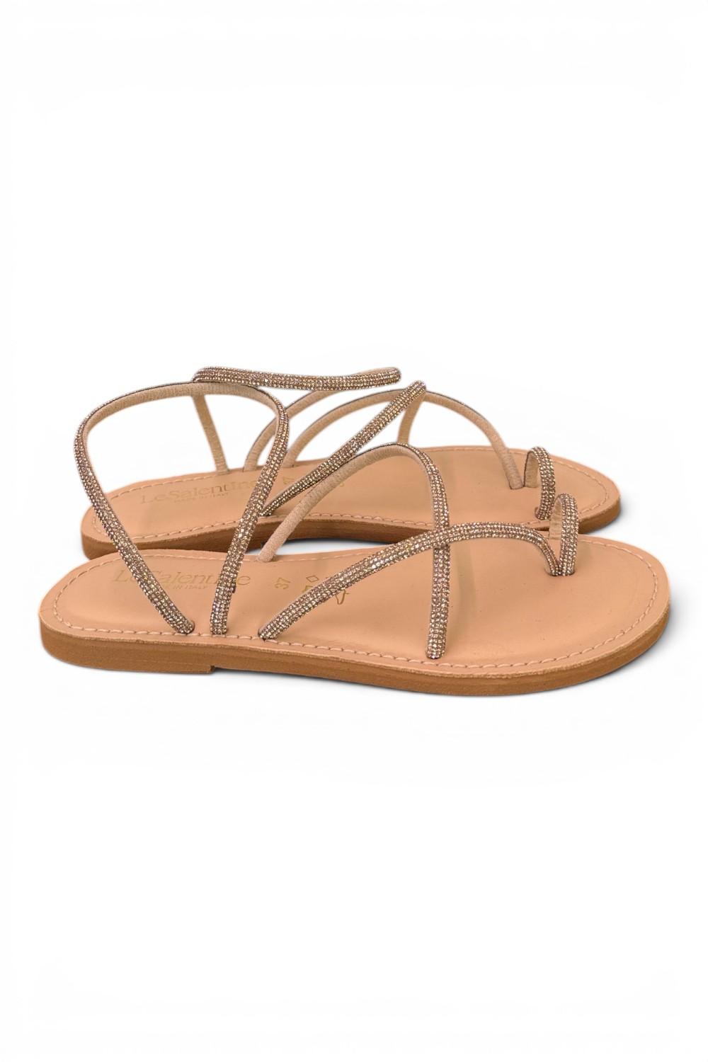 Sandalo infradito strass oro scuro Le Salentine 