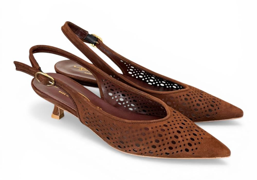 Slingback suede laserato choco Bianca Di 