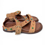 Sandalo perline suede sigaro Inuovo<BR/> 