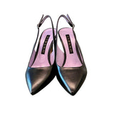 Decolleté Slingback pelle nera tacco 80 Albano 