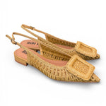 Slingback rafia intrecciata naturale Bibi Lou<BR/> 