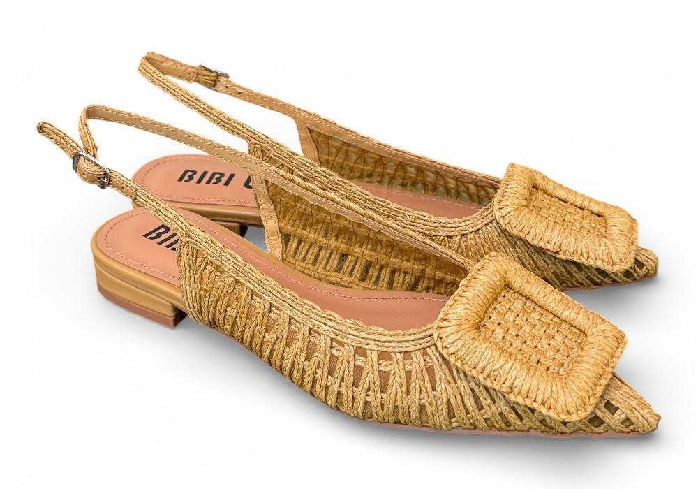 Slingback rafia intrecciata naturale Bibi Lou<BR/> 