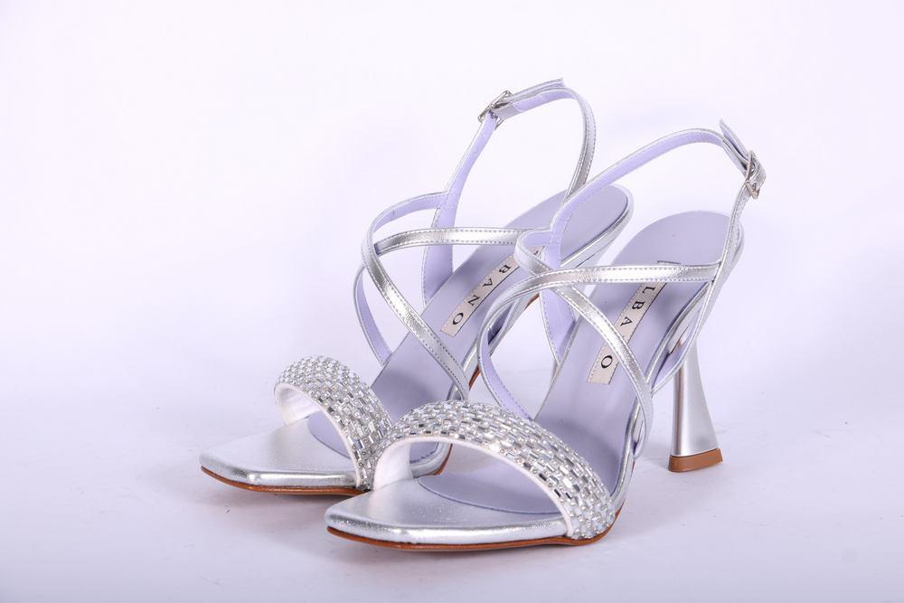 Sandalo incrocio strass argento Albano 