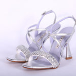 Sandalo incrocio strass argento Albano 