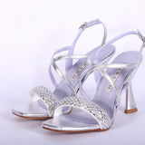 Sandalo incrocio strass argento Albano 