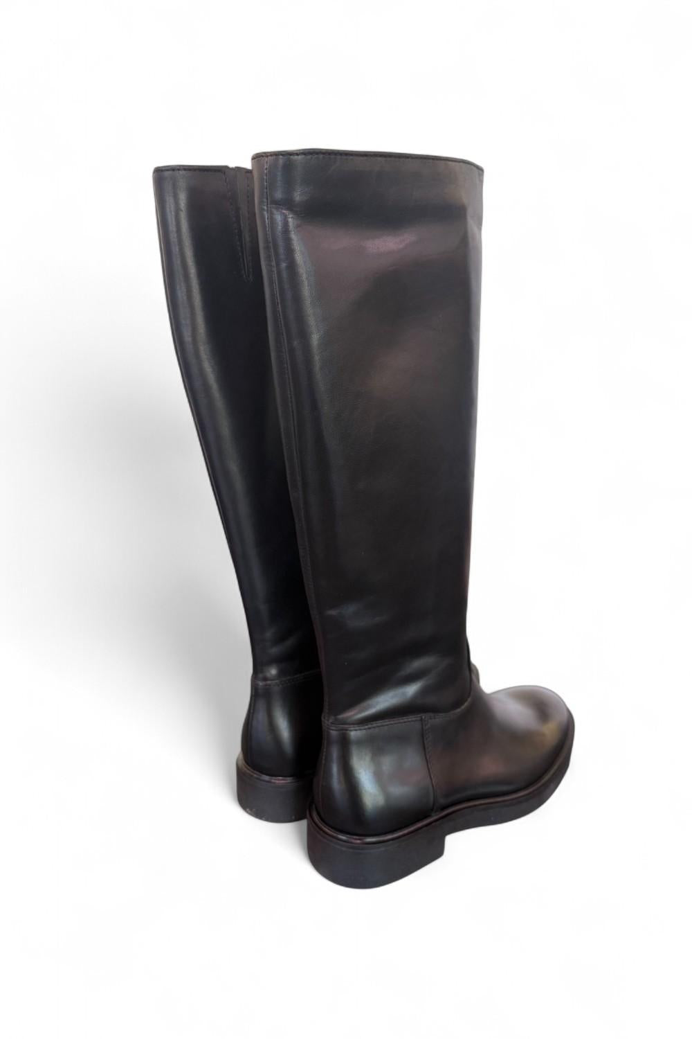 Stivale cavallerizzo pelle nera Francesco Brunelli<BR/> 