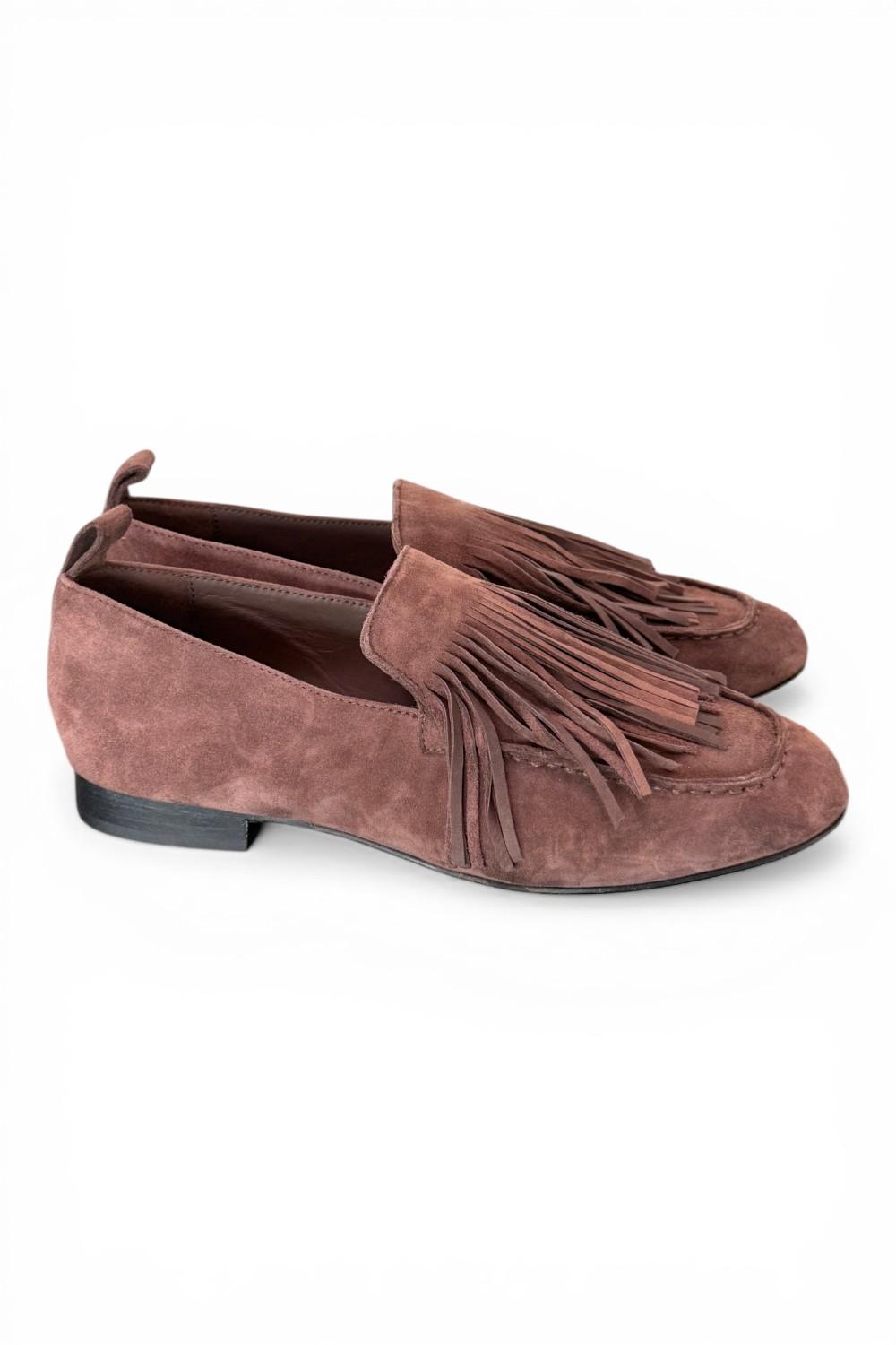 Mocassino frange camoscio testa di moro JVAM<BR/> 