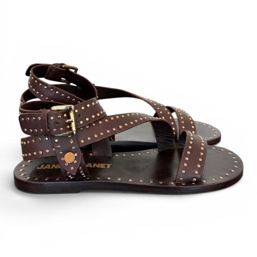 Sandalo microborchie pelle testa di moro Janet<BR/> <BR/> 
