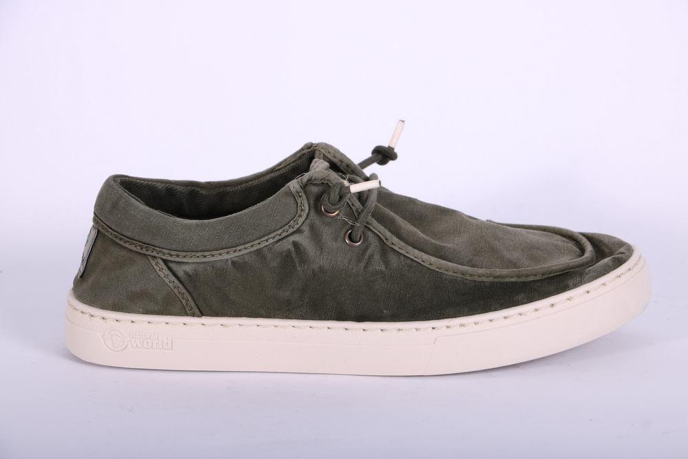 Scarpa uomo tela verde cucitura Natural World 