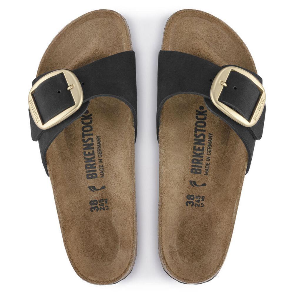 Ciabatta donna Madrid Big Buckle suede nero Birkenstock 