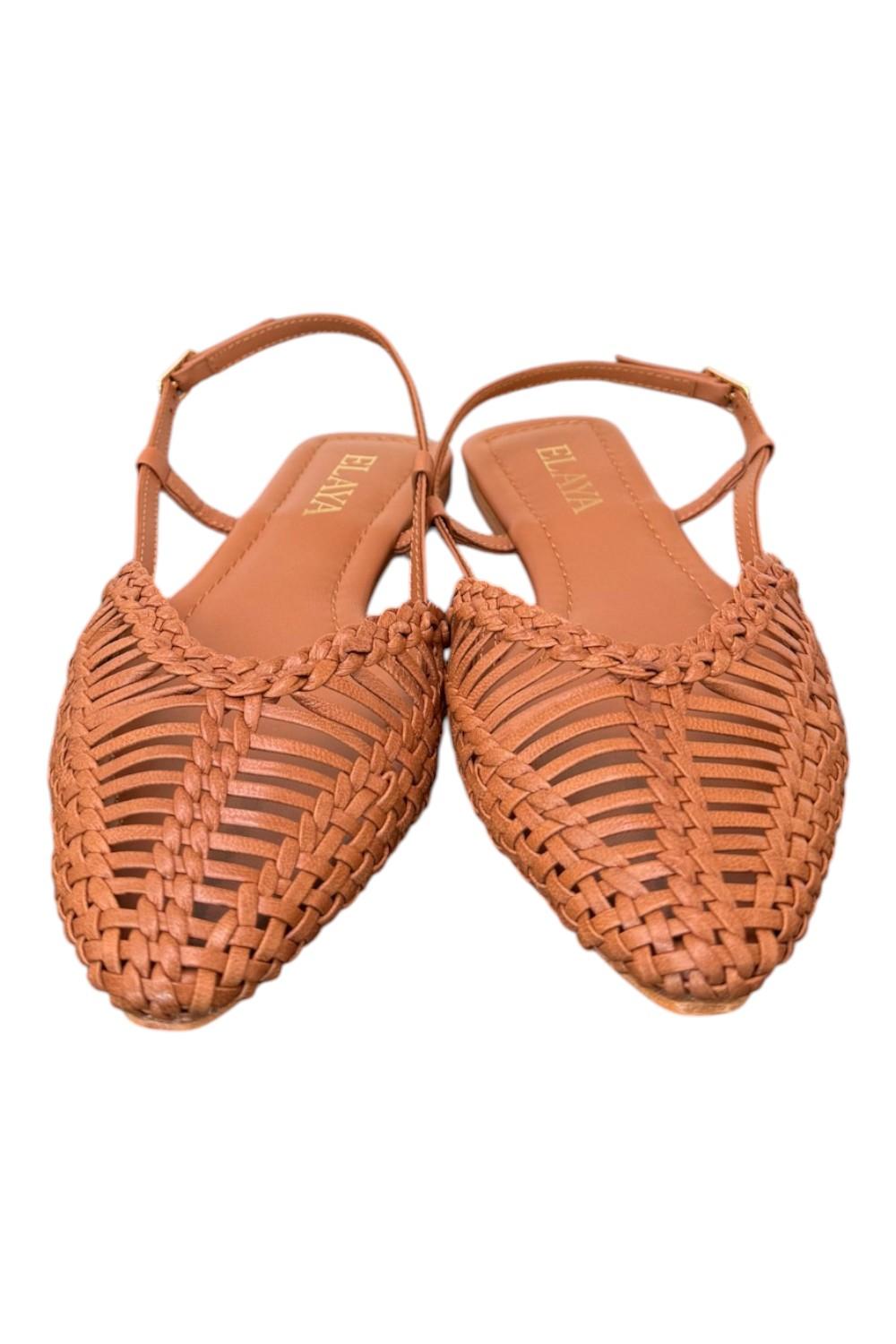 Slingback intrecciata pelle cuoio Elaya 