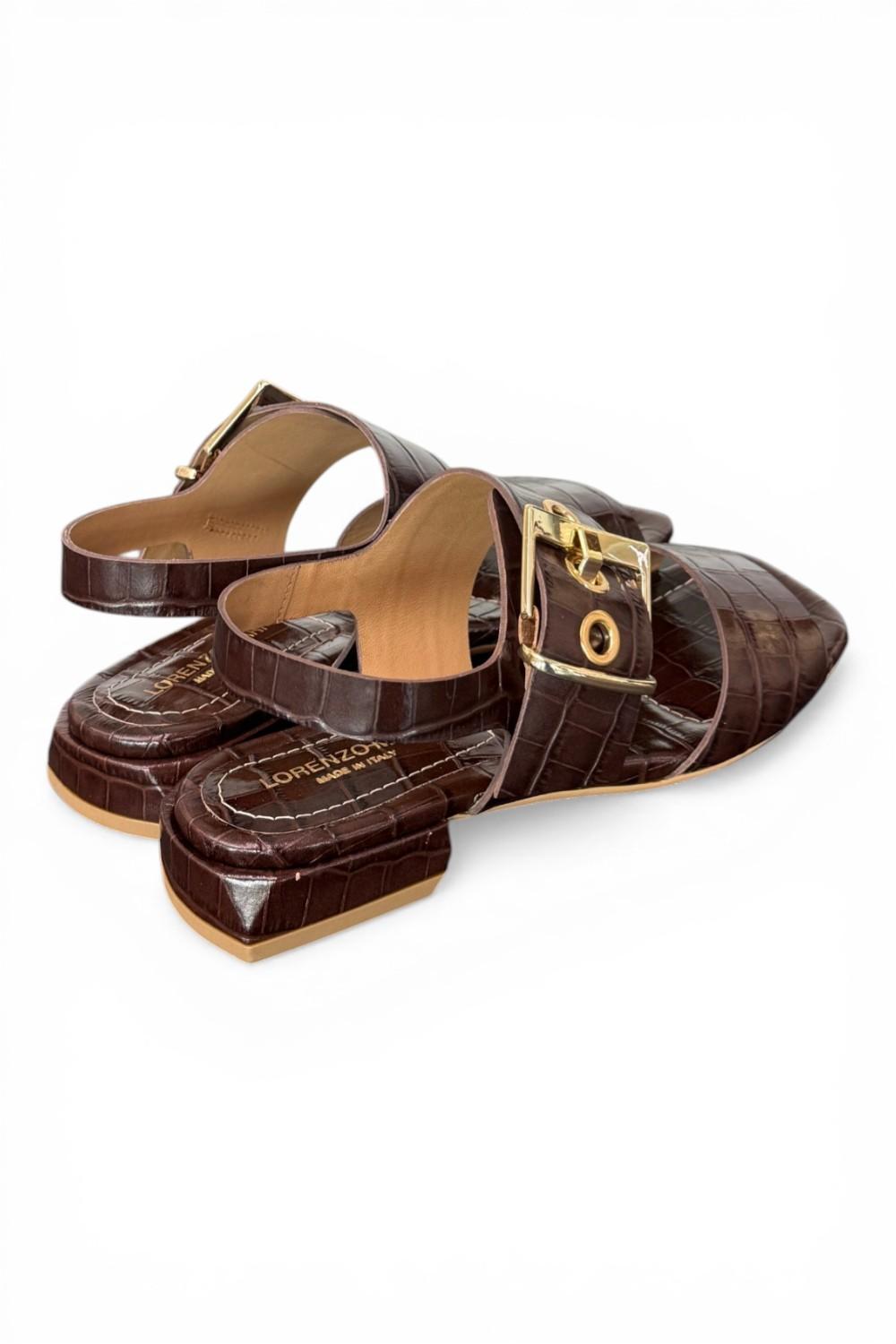 Sandalo due fasce con fibbione cocco testa di moro Lorenzo Mari 