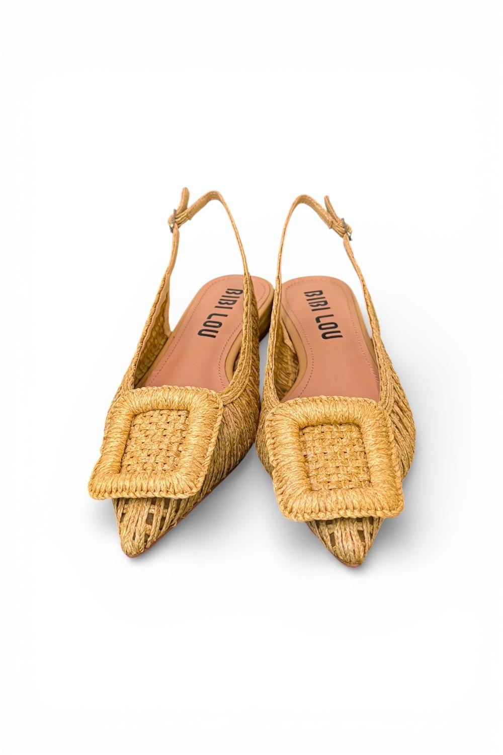 Slingback rafia intrecciata naturale Bibi Lou<BR/> 