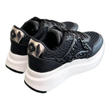 Sneaker Apepazza pelle rete strass nera<BR/> 