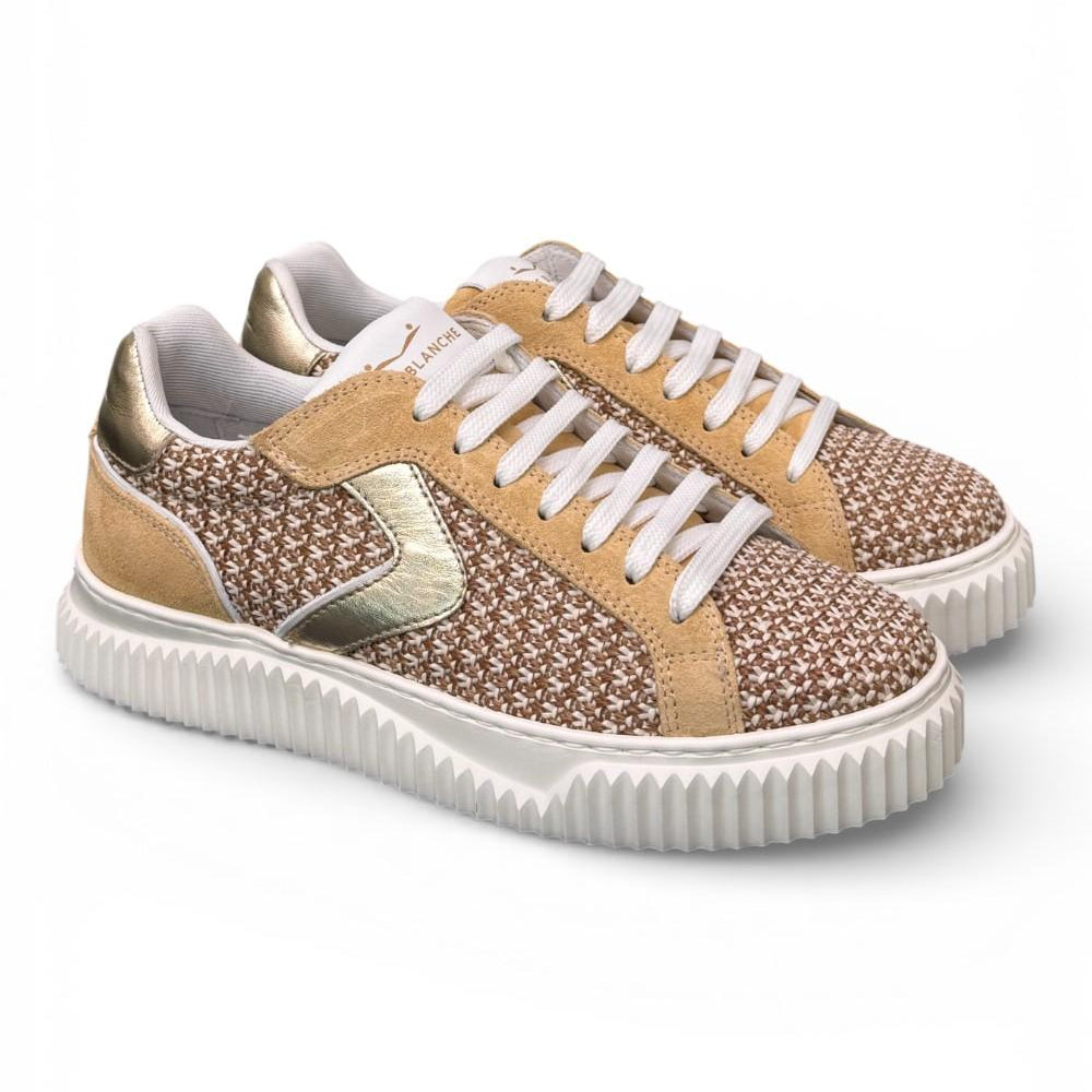 Sneaker donna Voile Blanche Lipari 1E53 tessuto beige platino 