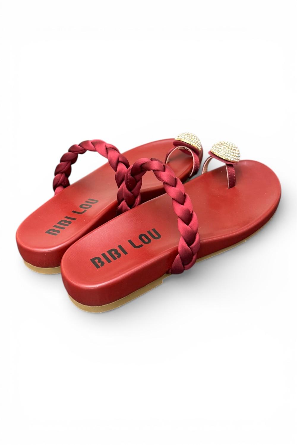 Ciabatta infradito anello strass burgundy Bibi Lou 
