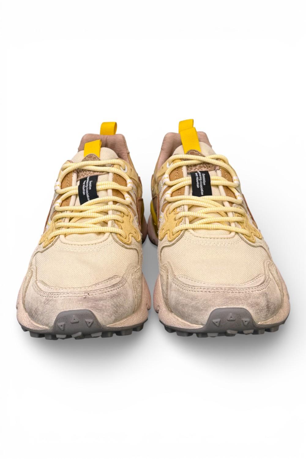 Sneaker uomo Yamano 3 1E44 beige white brown canvas Flower Mountain 
