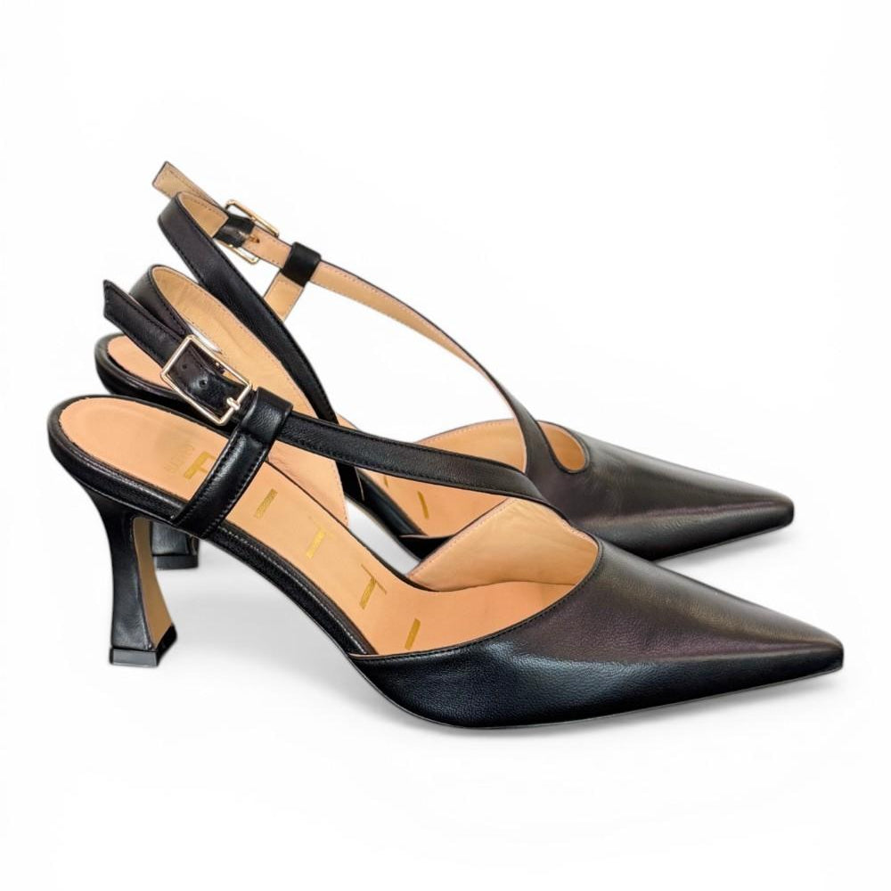 Slingback trasversale pelle nera Matteo Pitti 