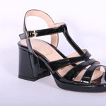 Sandalo vernice nera con plateau Matteo P 