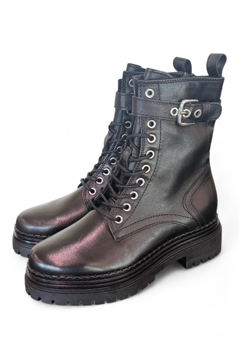 Anfibio pelle nera  con fibbia Mjus<BR/> 