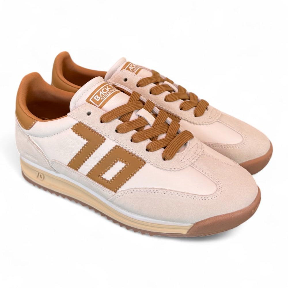 Sneaker donna Back70 Jogger nappa latte cuoio 