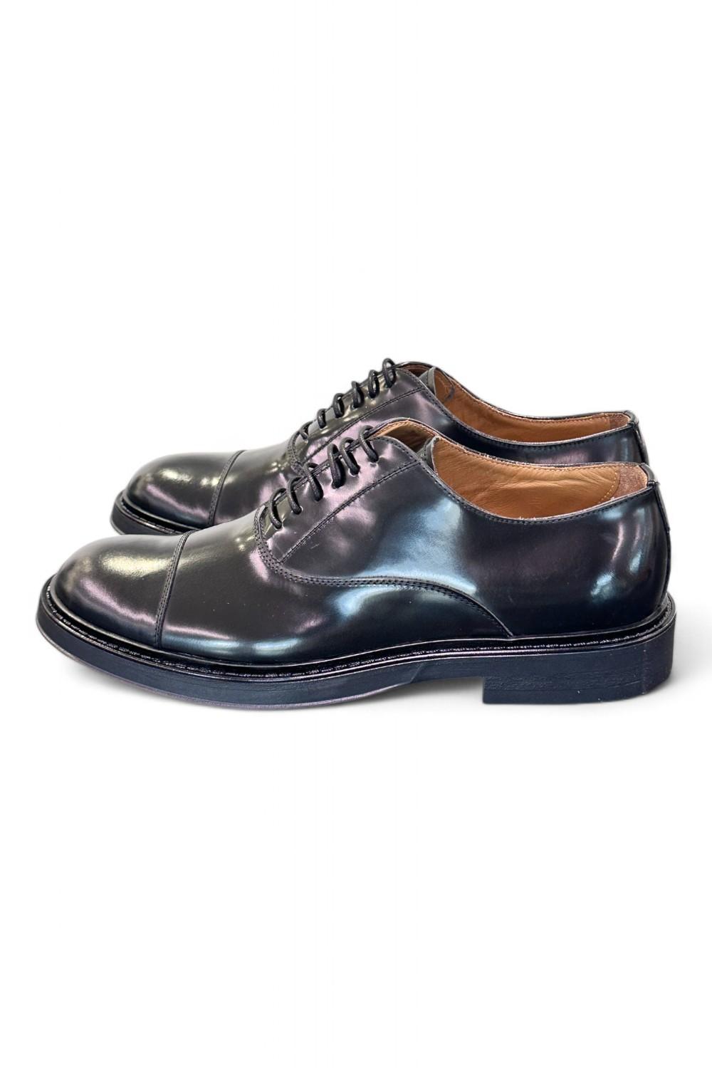 Scarpa allacciata francesina gomma nera Franco Fedele 