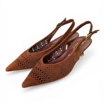Slingback suede laserato choco Bianca Di 